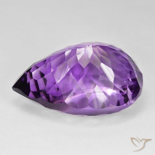 Ametista Viola violaceo medio naturale da 79.45 ct, Forma a pera, VVS