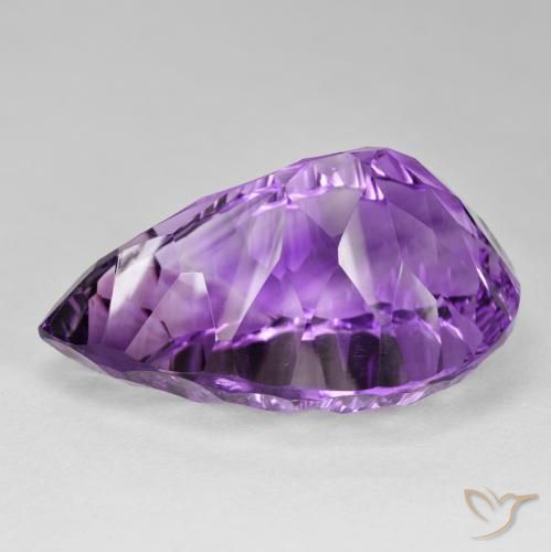Ametista Viola medio naturale da 86.75 ct, Forma a pera, VVS