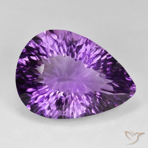 Ametista Viola Intenso naturale da 57.88 ct, Forma a pera, VVS