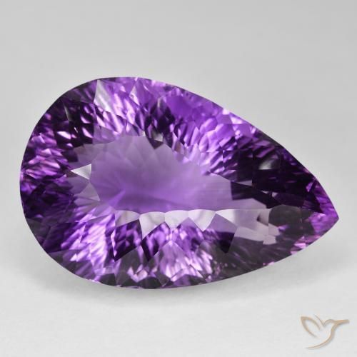 Ametista Viola Intenso naturale da 93.36 ct, Forma a pera, VVS