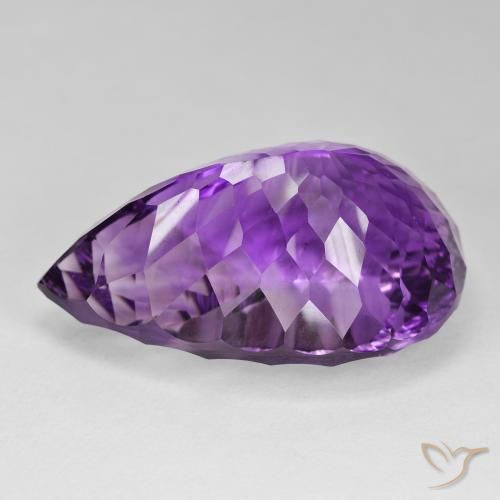Ametista Viola Intenso naturale da 93.36 ct, Forma a pera, VVS