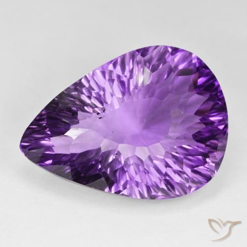 Ametista Viola medio naturale da 66.10 ct, Forma a pera, VVS-VS
