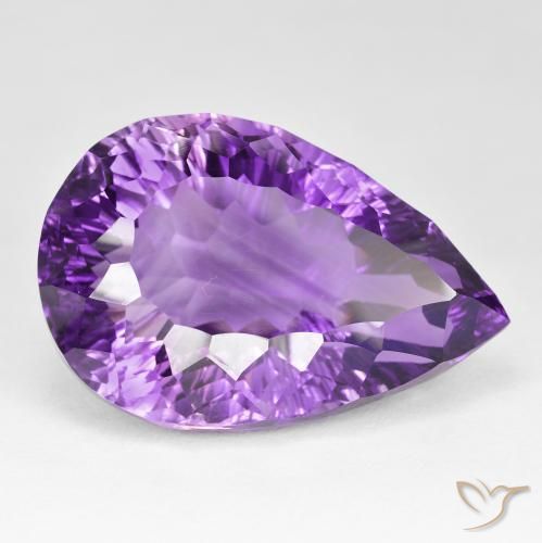 Ametista Viola Intenso naturale da 62.94 ct, Forma a pera, VVS