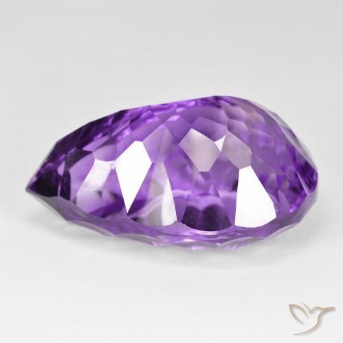 Ametista Viola Intenso naturale da 62.94 ct, Forma a pera, VVS