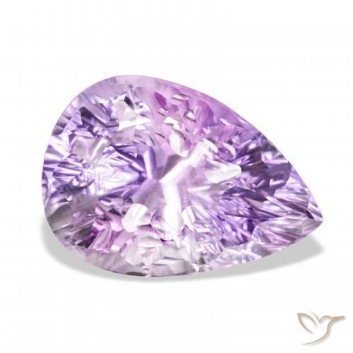 Ametista Viola Rosato Medio naturale da 46.63 ct, Forma a pera, VVS