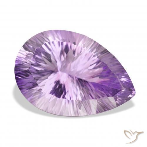 Ametista Viola chiaro-medio naturale da 46.32 ct, Forma a pera, VVS