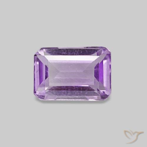 Ametista naturale viola medio da 0,55 ct, taglio smeraldo, VS