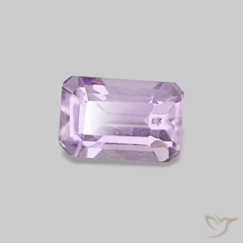 Ametista Viola rosato chiaro naturale da 0.60 ct, Taglio smeraldo, VS