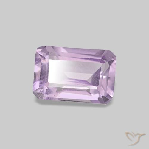 Ametista Viola rosato chiaro naturale da 0.62 ct, Taglio smeraldo, VS