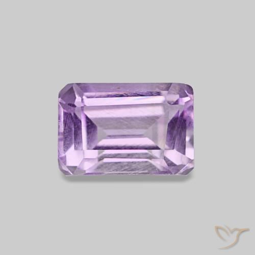 Ametista naturale viola rosato chiaro da 0,67 ct, taglio smeraldo, VS