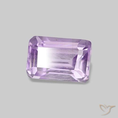 Ametista naturale viola rosato chiaro da 0,67 ct, taglio smeraldo, VS