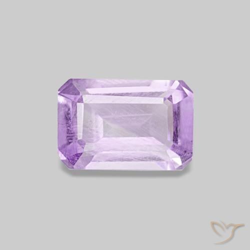 Ametista naturale viola rosato chiaro da 0,52 ct, taglio smeraldo, VS-SI