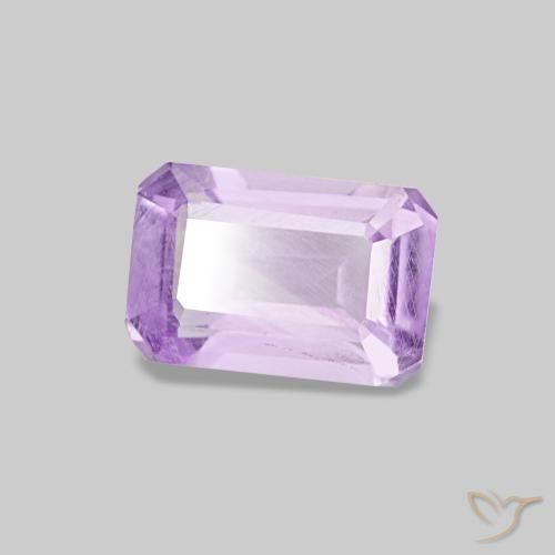 Ametista naturale viola rosato chiaro da 0,52 ct, taglio smeraldo, VS-SI