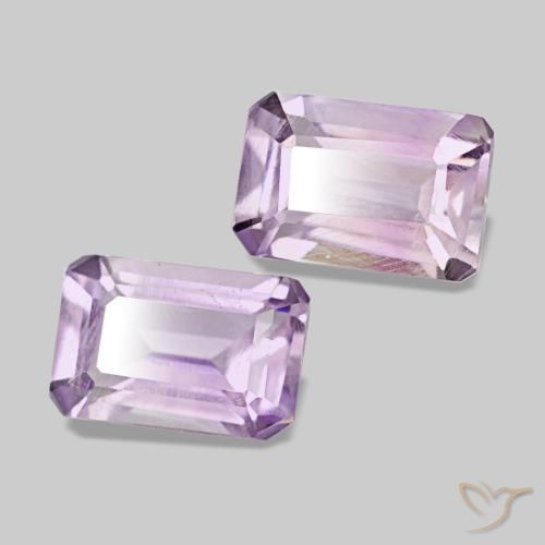 Gemme di ametista viola rosato chiaro naturale da 1,10 ct, taglio smeraldo, VS