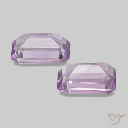 Gemme di ametista viola rosato chiaro naturale da 1,10 ct, taglio smeraldo, VS
