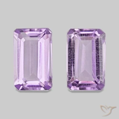Gemme di ametista viola tendente al rosa naturale da 0,60 ct, taglio smeraldo, VS