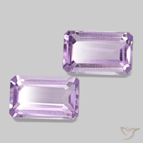 Gemme di ametista viola tendente al rosa naturale da 0,60 ct, taglio smeraldo, VS