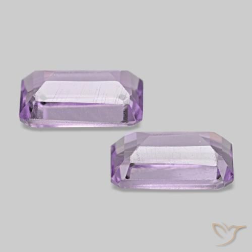 Gemme di ametista viola tendente al rosa naturale da 0,60 ct, taglio smeraldo, VS