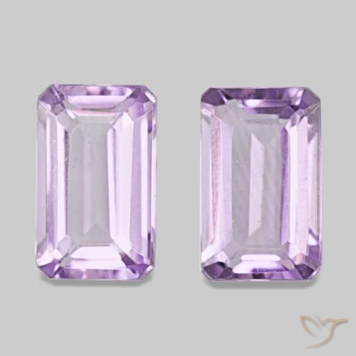 Gemme di Ametista Viola chiaro naturale da 0.57 ct, Taglio smeraldo, VS