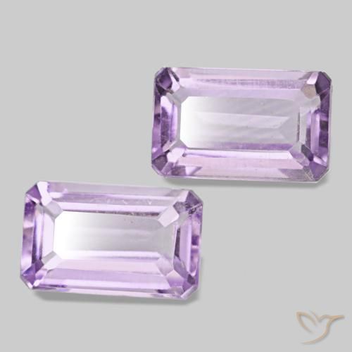 Gemme di Ametista Viola chiaro naturale da 0.57 ct, Taglio smeraldo, VS
