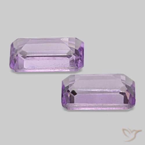 Gemme di Ametista Viola chiaro naturale da 0.57 ct, Taglio smeraldo, VS
