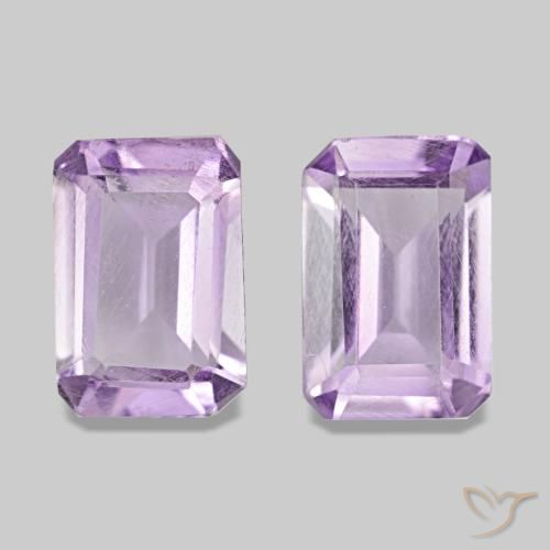 Gemme di ametista viola rosato chiaro naturale da 0,92 ct, taglio smeraldo, VS
