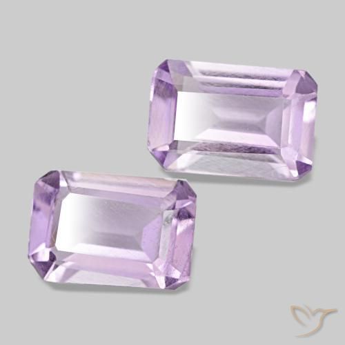 Gemme di ametista viola rosato chiaro naturale da 0,92 ct, taglio smeraldo, VS
