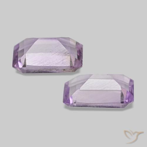 Gemme di ametista viola rosato chiaro naturale da 0,92 ct, taglio smeraldo, VS