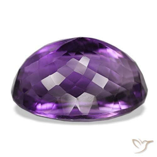 Ametista Viola scuro naturale da 29.74 ct, Taglio ovale, VVS-VS