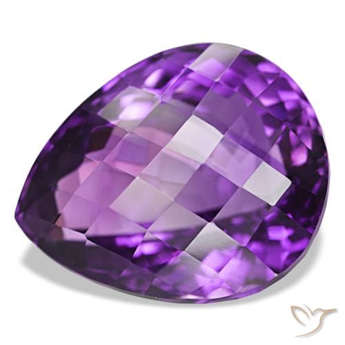 Ametista Viola medio naturale da 39.01 ct, Forma a pera, VVS-VS