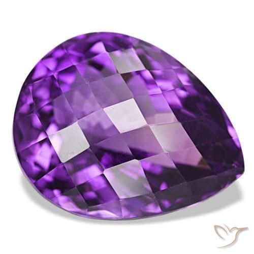 Ametista Viola medio naturale da 39.01 ct, Forma a pera, VVS-VS