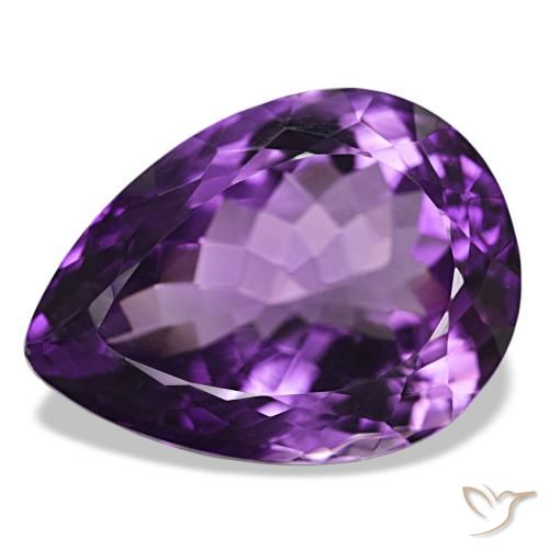 Ametista Viola medio naturale da 34.18 ct, Forma a pera, VVS