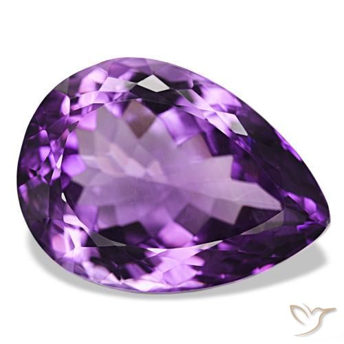 Ametista Viola medio naturale da 34.18 ct, Forma a pera, VVS
