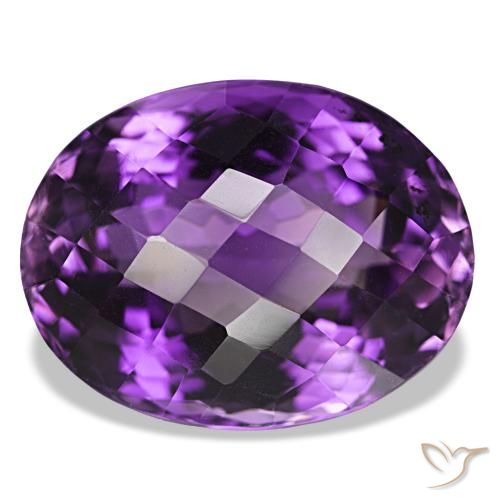Ametista Viola scuro naturale da 34.20 ct, Taglio ovale, VVS-VS