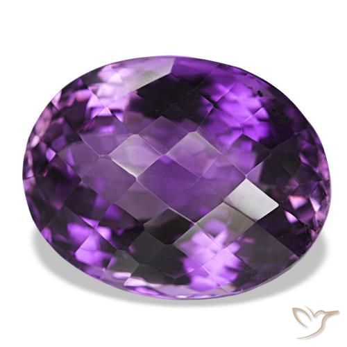 Ametista Viola scuro naturale da 34.20 ct, Taglio ovale, VVS-VS