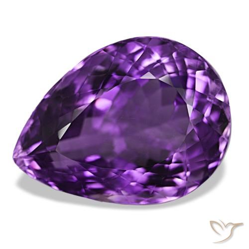 Ametista Viola medio naturale da 30.80 ct, Forma a pera, VVS