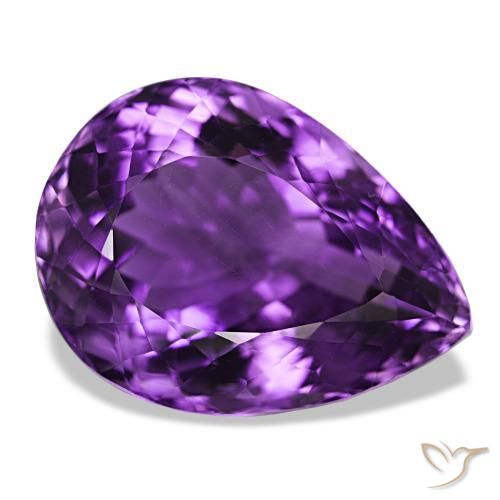 Ametista Viola medio naturale da 30.80 ct, Forma a pera, VVS