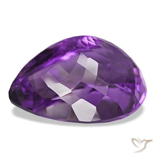 Ametista Viola medio naturale da 30.80 ct, Forma a pera, VVS