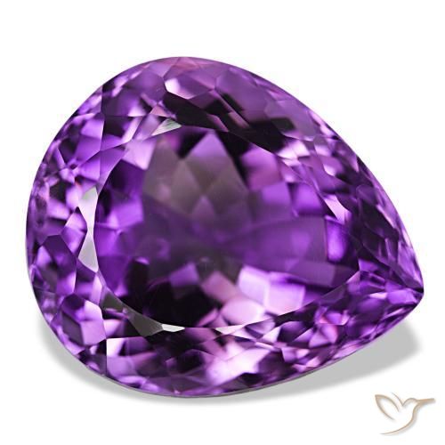 Ametista Medium Dark-Violet naturale da 32.61 ct, Forma a pera, VVS