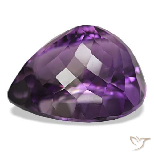 Ametista Medium Dark-Violet naturale da 32.61 ct, Forma a pera, VVS