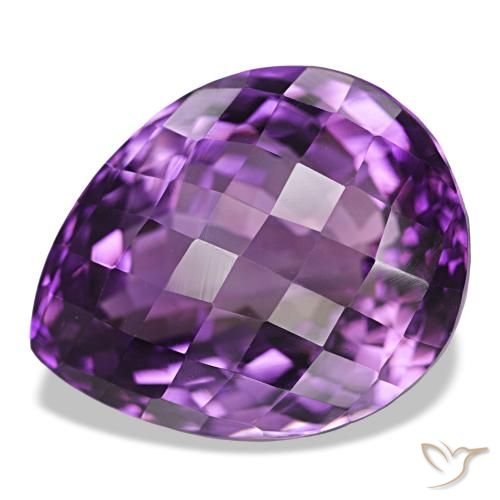 Ametista Viola violaceo intenso naturale da 34.04 ct, Forma a pera, VVS