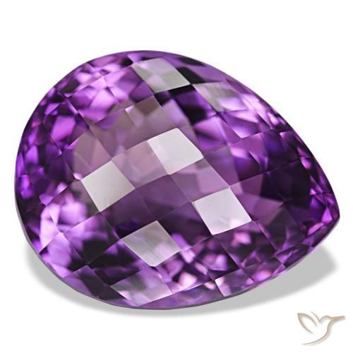 Ametista Viola violaceo intenso naturale da 34.04 ct, Forma a pera, VVS