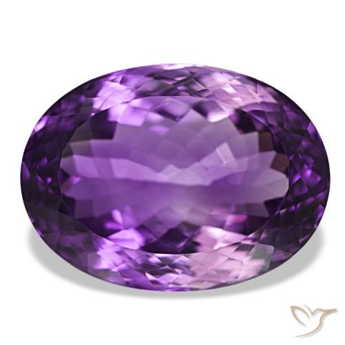 Ametista viola vivido naturale da 39.87 ct, Taglio ovale, VVS-VS