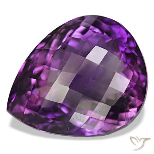 Ametista Viola medio naturale da 44.74 ct, Forma a pera, VVS