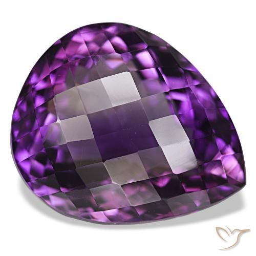 Ametista Viola medio naturale da 44.74 ct, Forma a pera, VVS