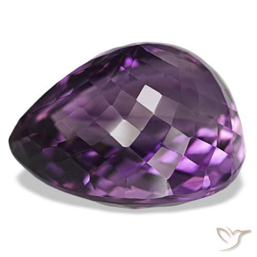 Ametista Viola medio naturale da 44.74 ct, Forma a pera, VVS