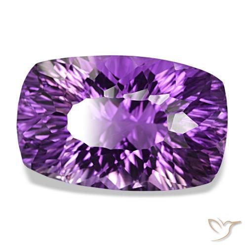 Ametista Viola violaceo intenso naturale da 55,56 ct, Taglio a cuscino, VVS