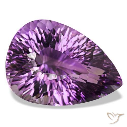 Ametista Viola medio naturale da 63,67 ct, Forma a pera, VS