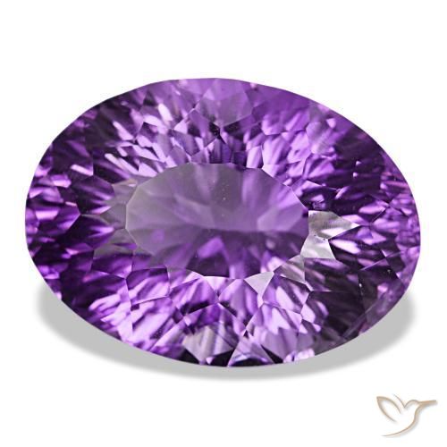 Ametista medium dark purplish-violet naturale da 38,84 ct, taglio ovale, VVS