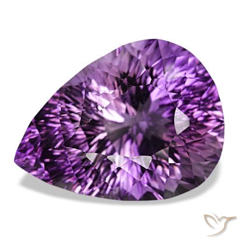 Ametista viola rosa intenso naturale da 58,64 ct, taglio a pera, VVS